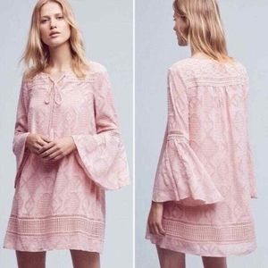 Floreat Tassle Chiffon & Lace Sleeve Mini Dress